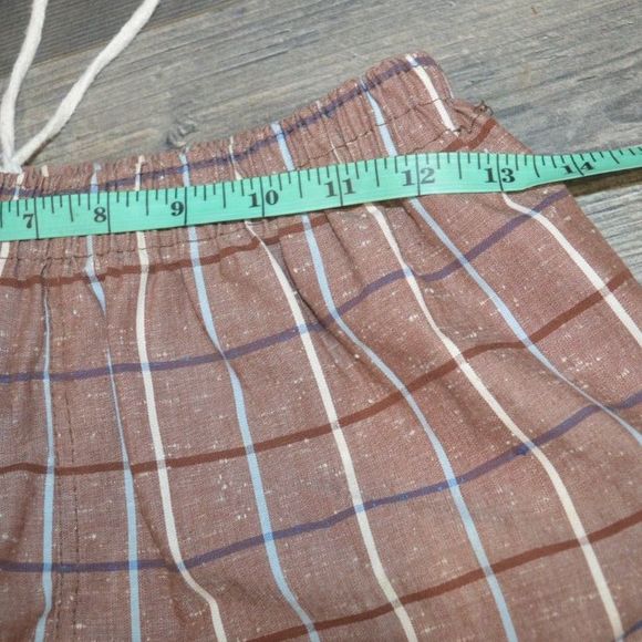 Vintage MCM 50s Square Cut Plaid Lined Drawstring Swim Bathing Suit - Picture 5 of 5